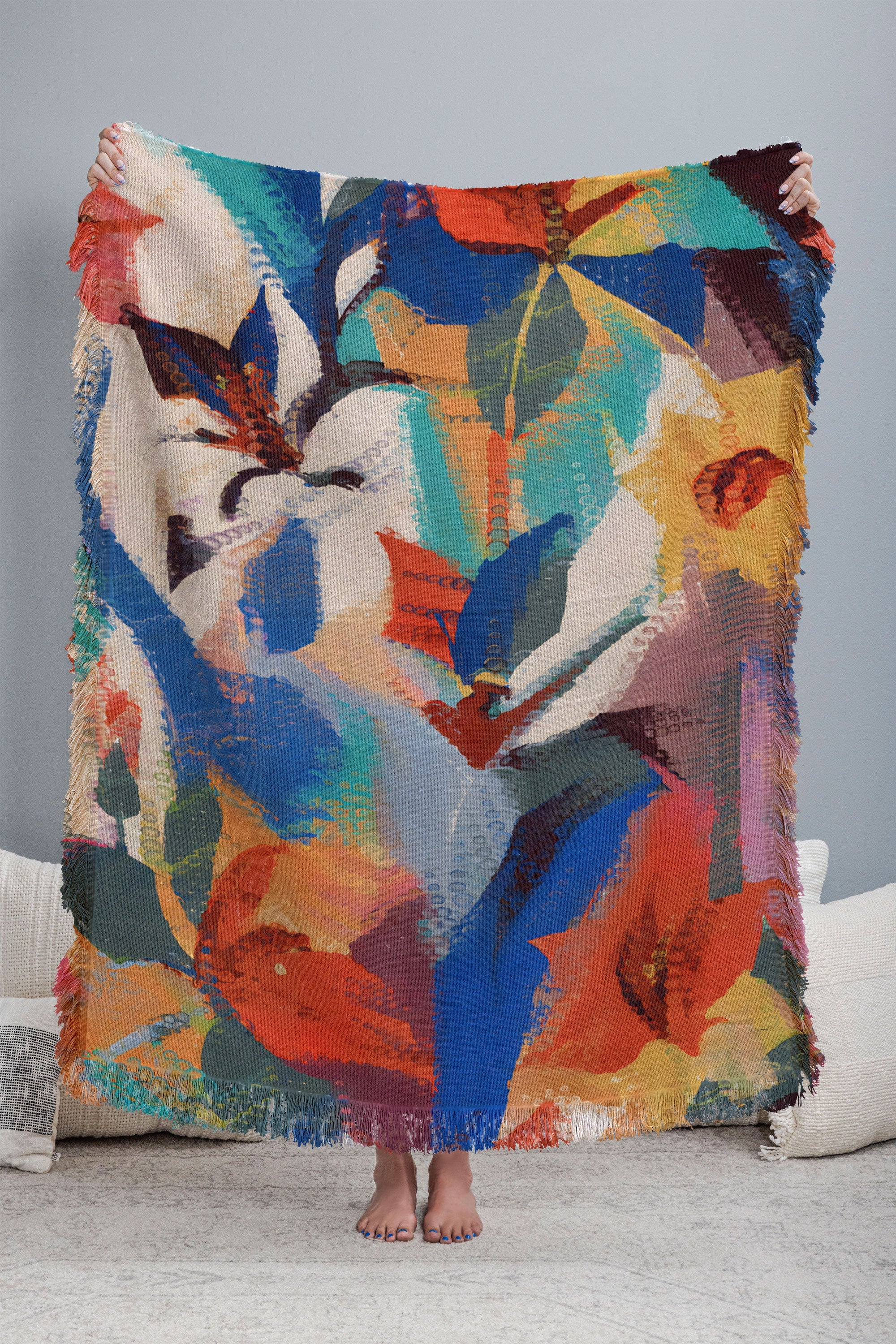 83 Oranges Wild Petals Rhapsody Throw Blanket