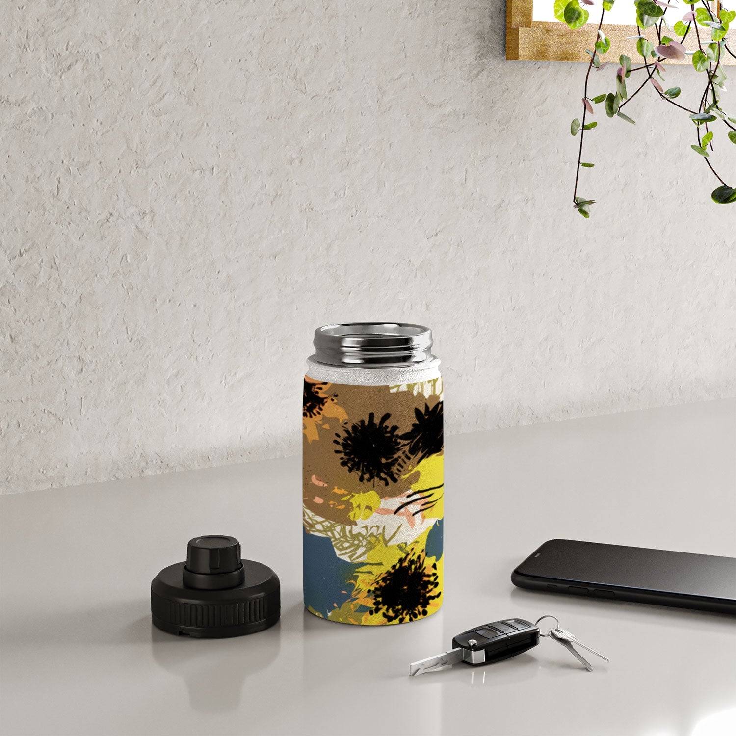 83 Oranges Yellow Ochre Florals Water Bottle