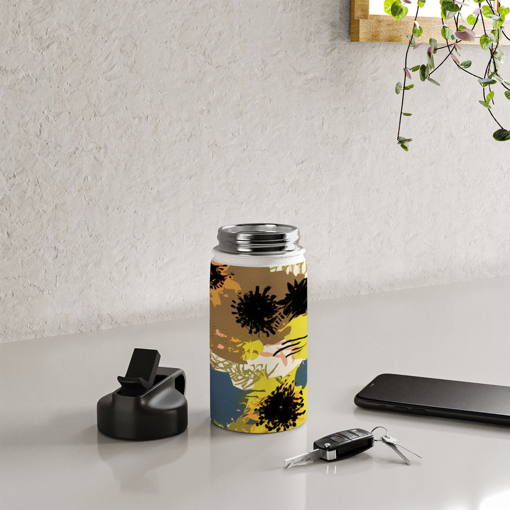 83 Oranges Yellow Ochre Florals Water Bottle