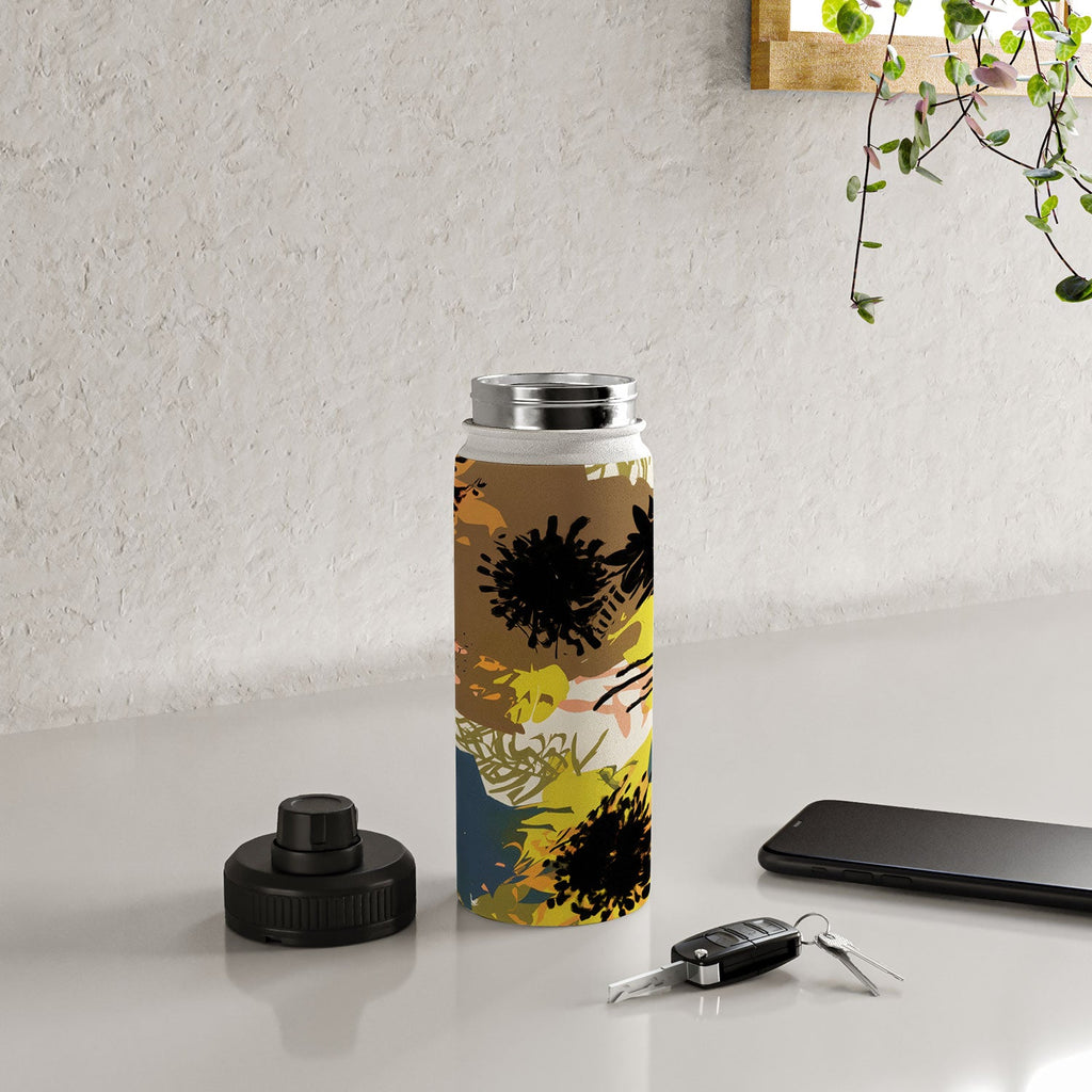83 Oranges Yellow Ochre Florals Water Bottle