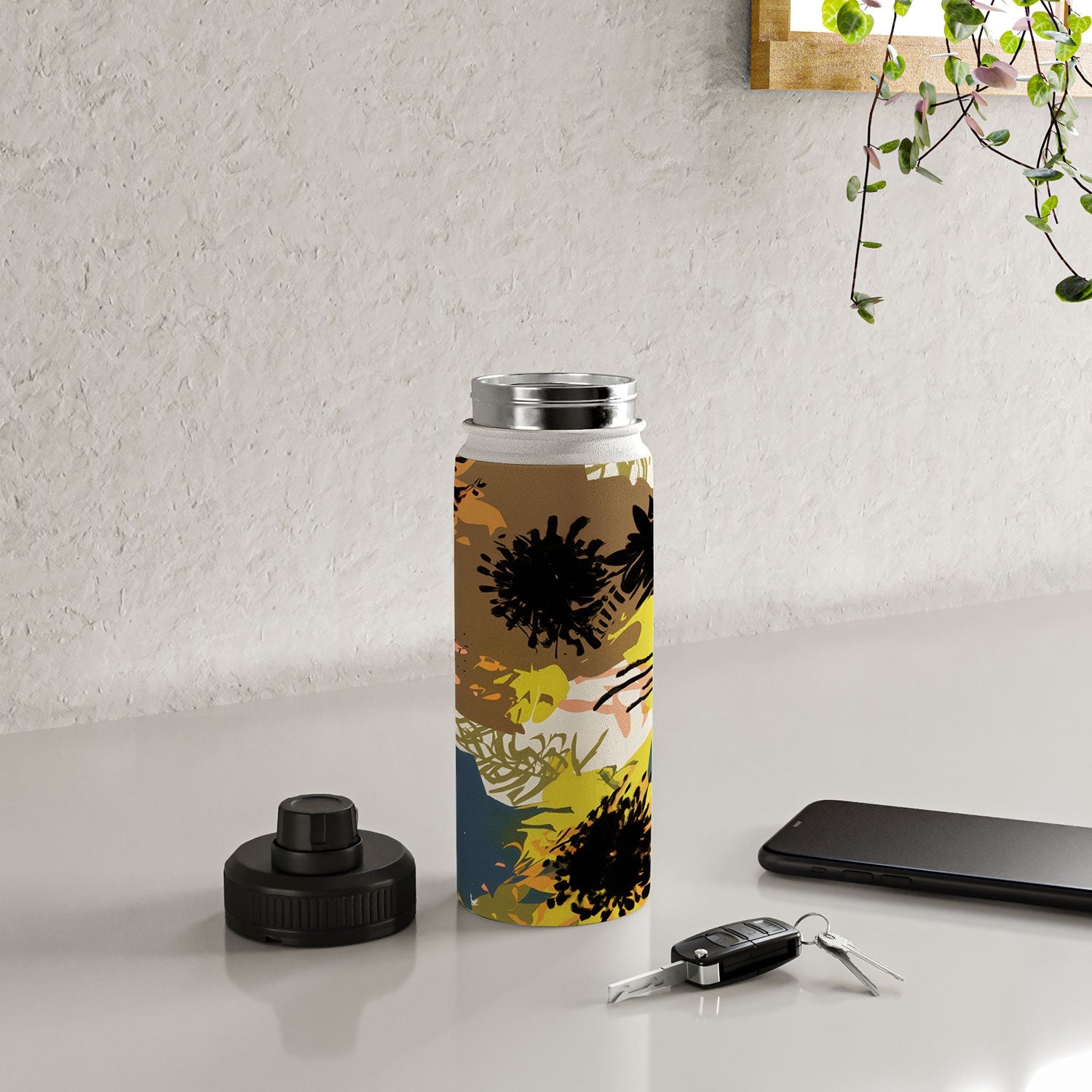 83 Oranges Yellow Ochre Florals Water Bottle