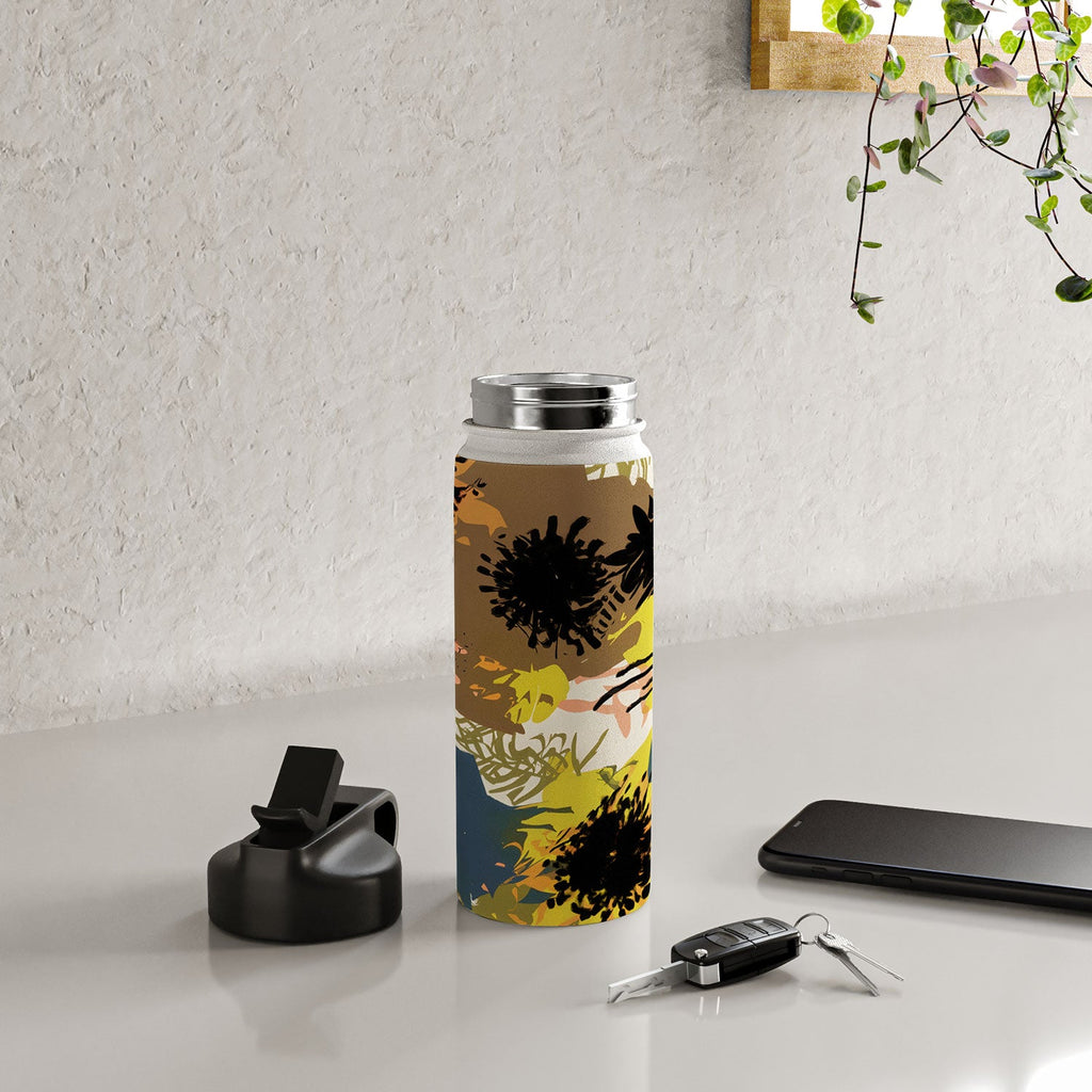 83 Oranges Yellow Ochre Florals Water Bottle