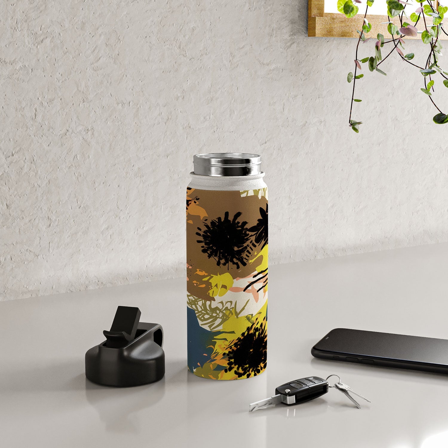83 Oranges Yellow Ochre Florals Water Bottle