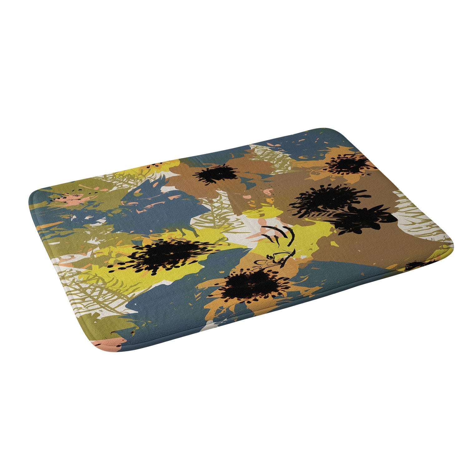 83 Oranges Yellow Ochre Florals Memory Foam Bath Mat