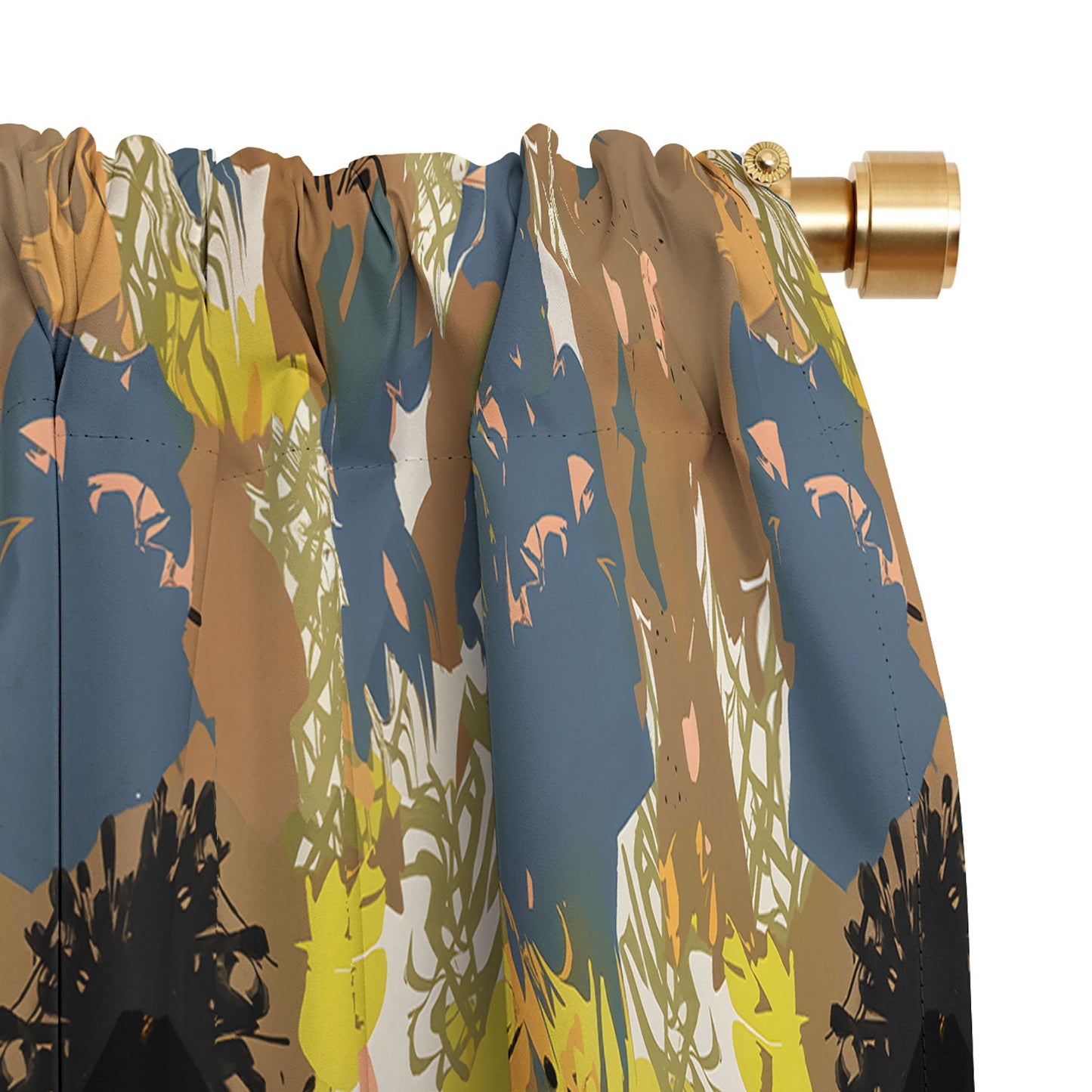 83 Oranges Yellow Ochre Florals Blackout Window Curtain