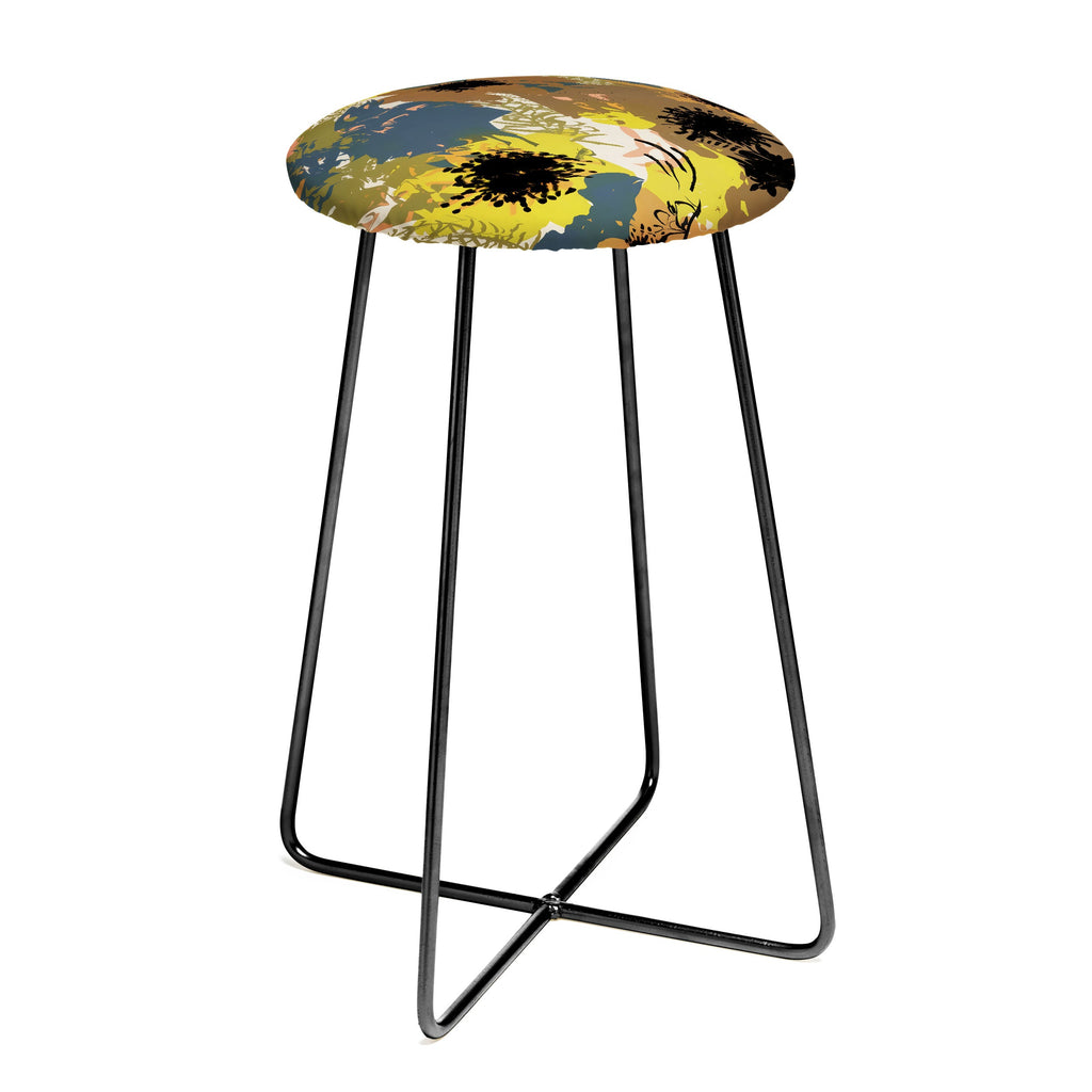 83 Oranges Yellow Ochre Florals Counter Stool
