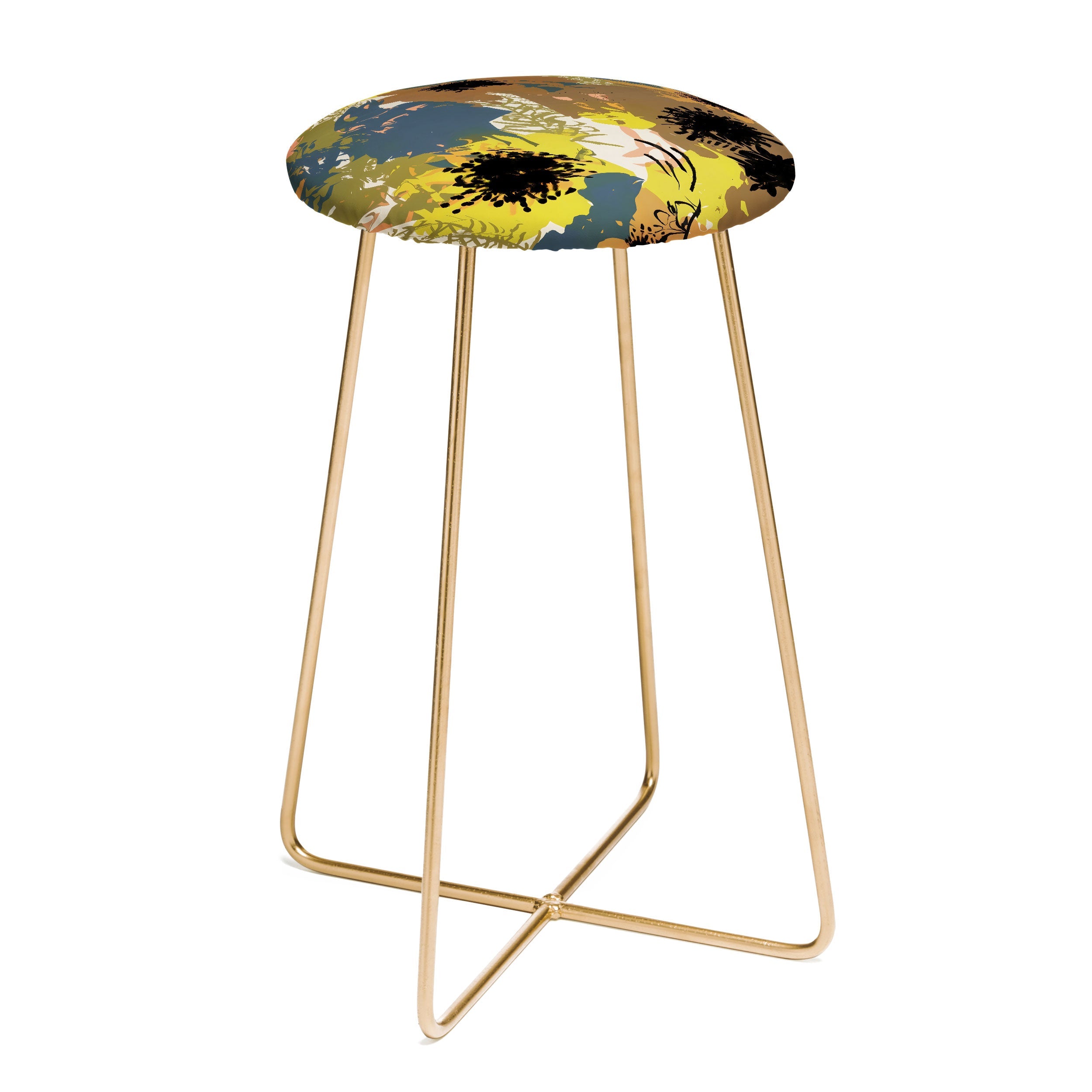 83 Oranges Yellow Ochre Florals Counter Stool