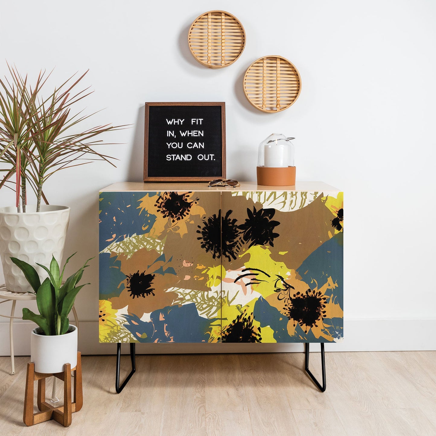 83 Oranges Yellow Ochre Florals Credenza