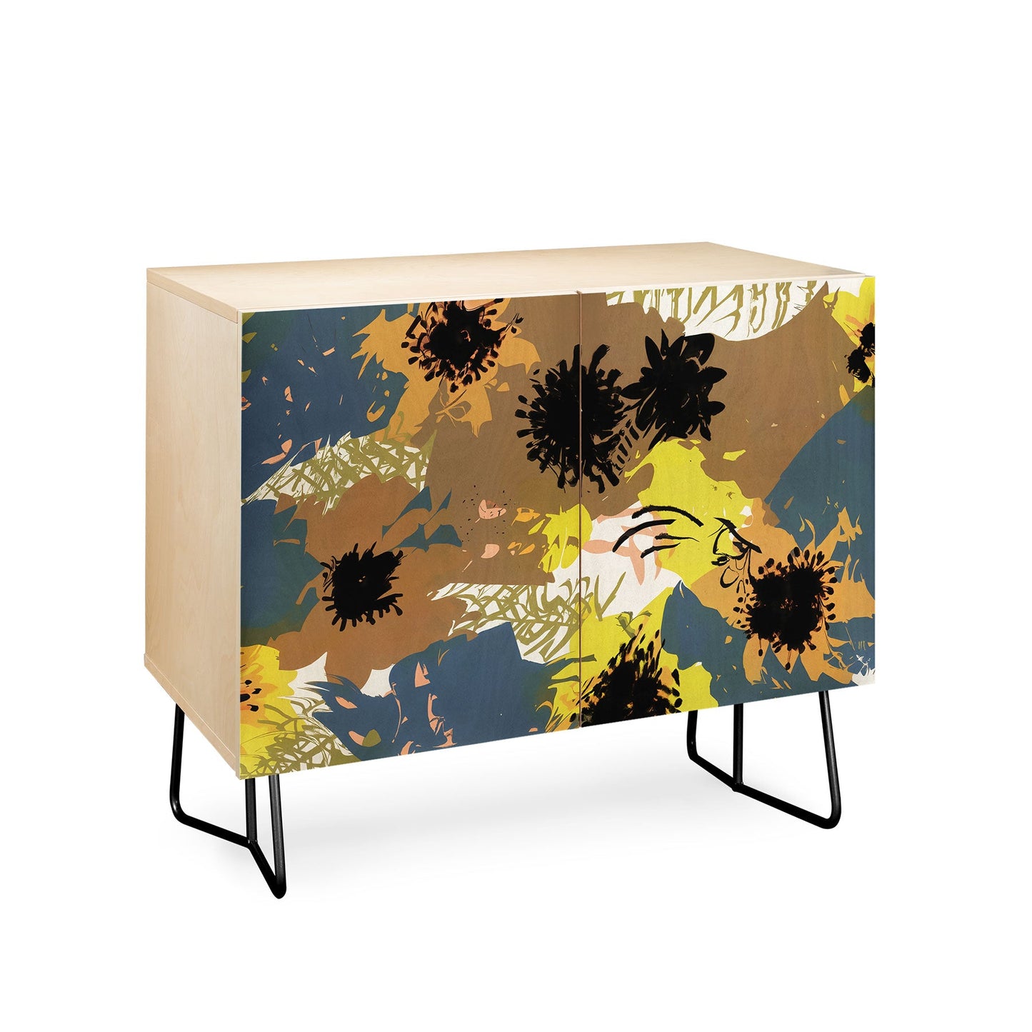 83 Oranges Yellow Ochre Florals Credenza