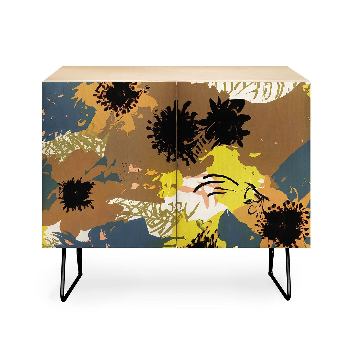 83 Oranges Yellow Ochre Florals Credenza