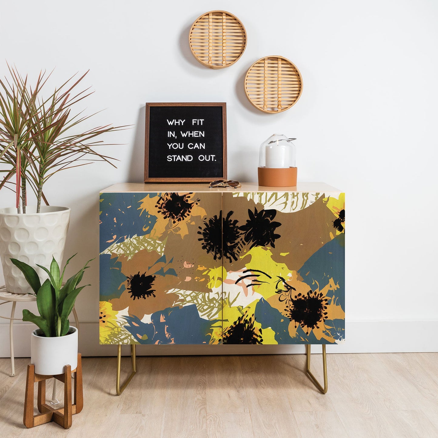 83 Oranges Yellow Ochre Florals Credenza