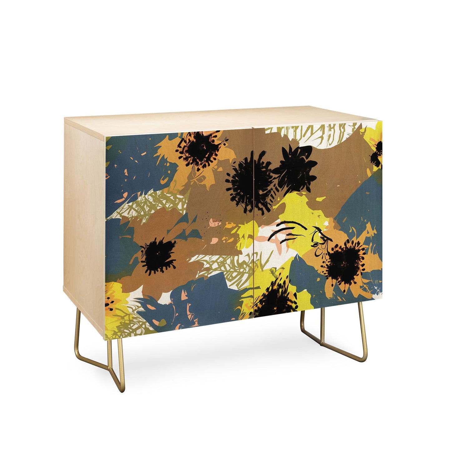 83 Oranges Yellow Ochre Florals Credenza