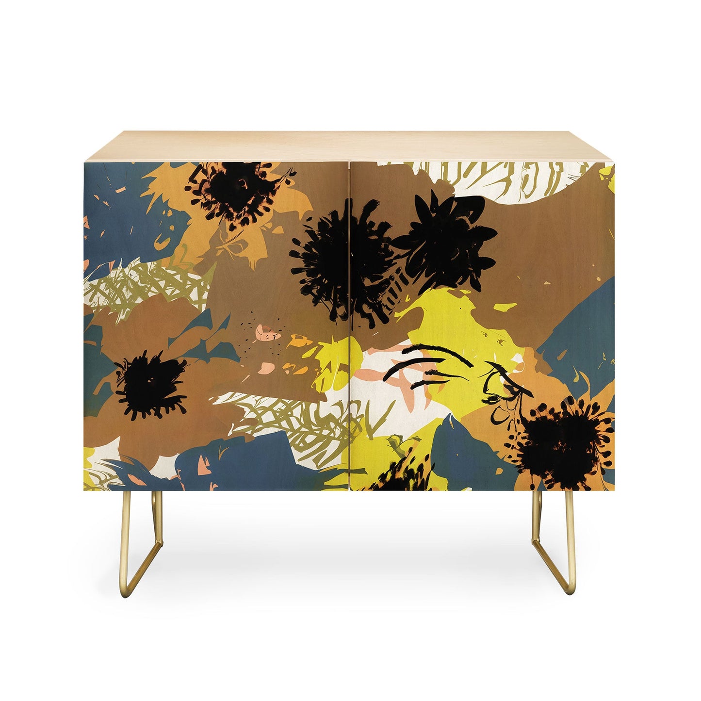 83 Oranges Yellow Ochre Florals Credenza