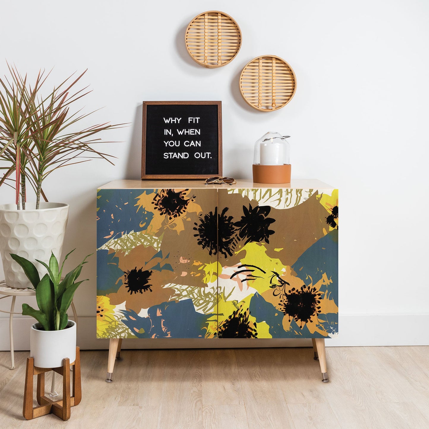 83 Oranges Yellow Ochre Florals Credenza