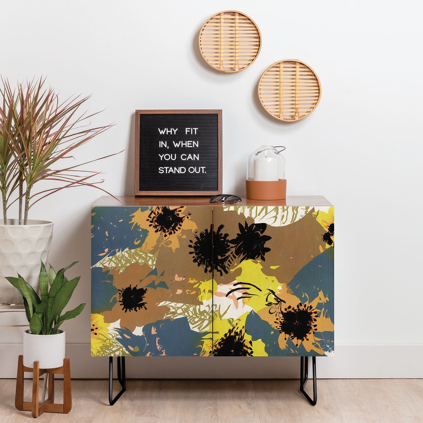 83 Oranges Yellow Ochre Florals Credenza