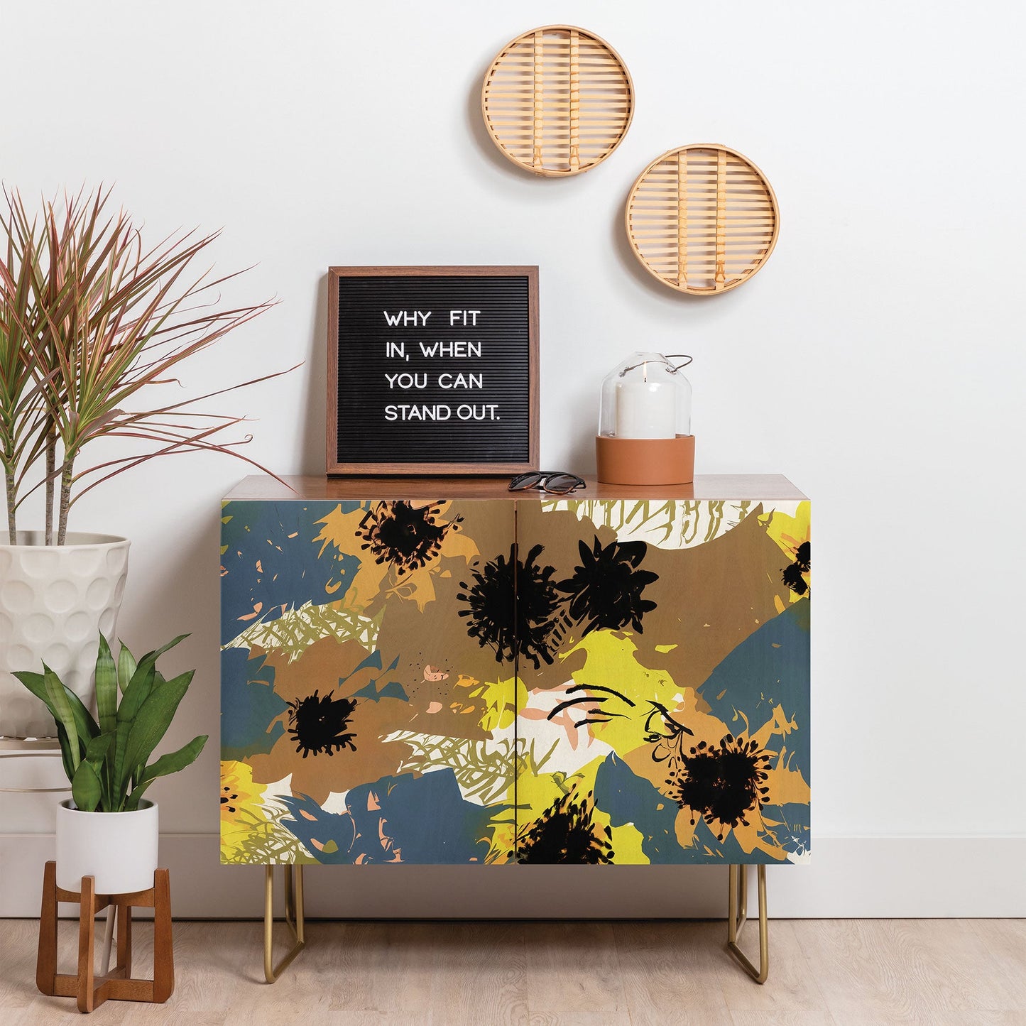 83 Oranges Yellow Ochre Florals Credenza