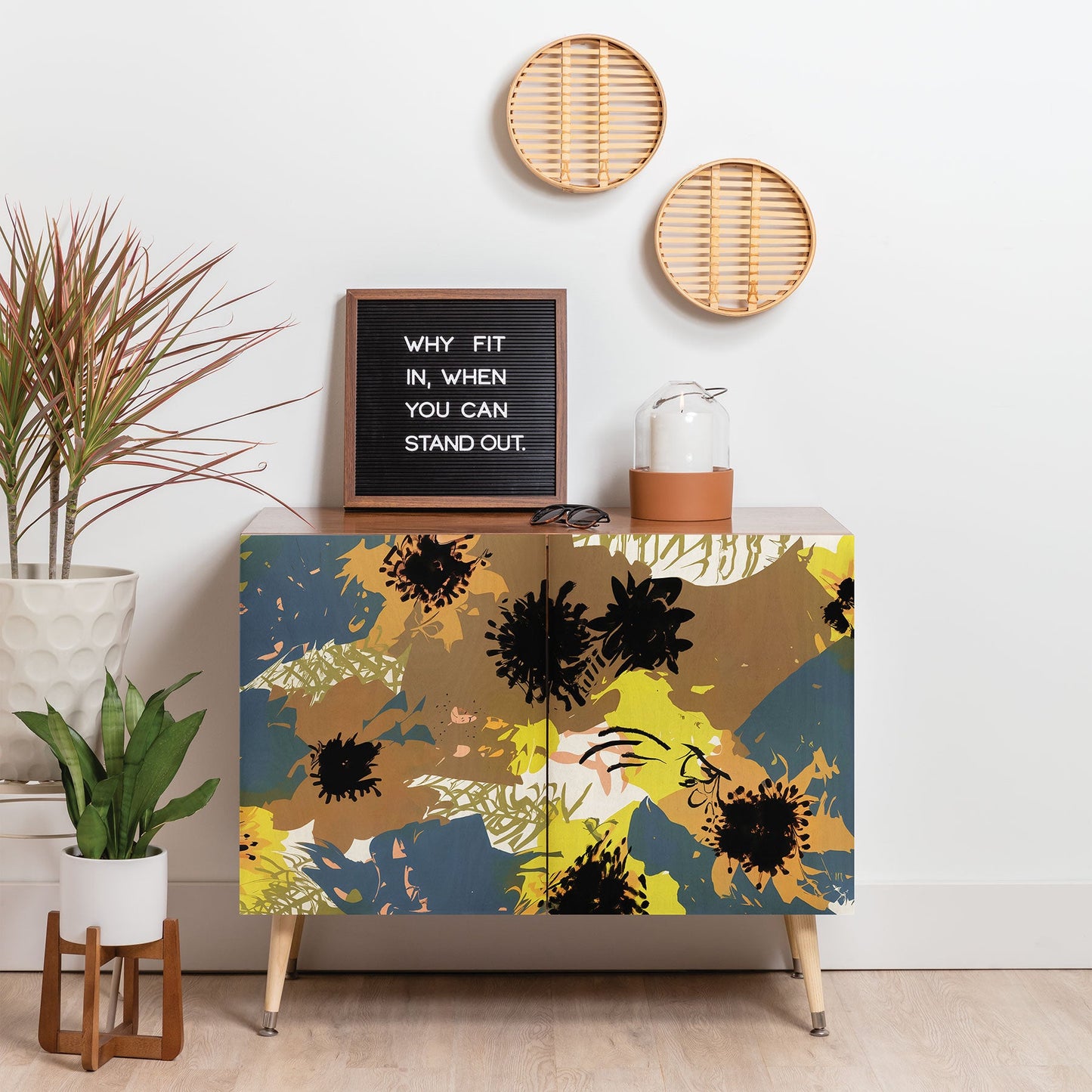 83 Oranges Yellow Ochre Florals Credenza