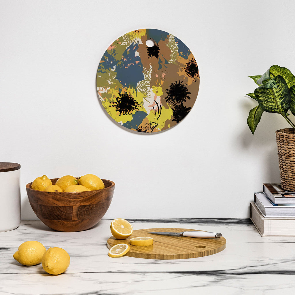 83 Oranges Yellow Ochre Florals Cutting Board Round