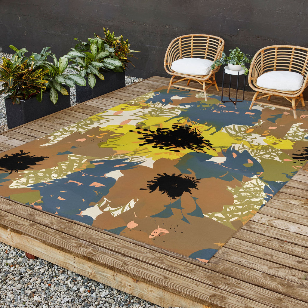 83 Oranges Yellow Ochre Florals Outdoor Rug