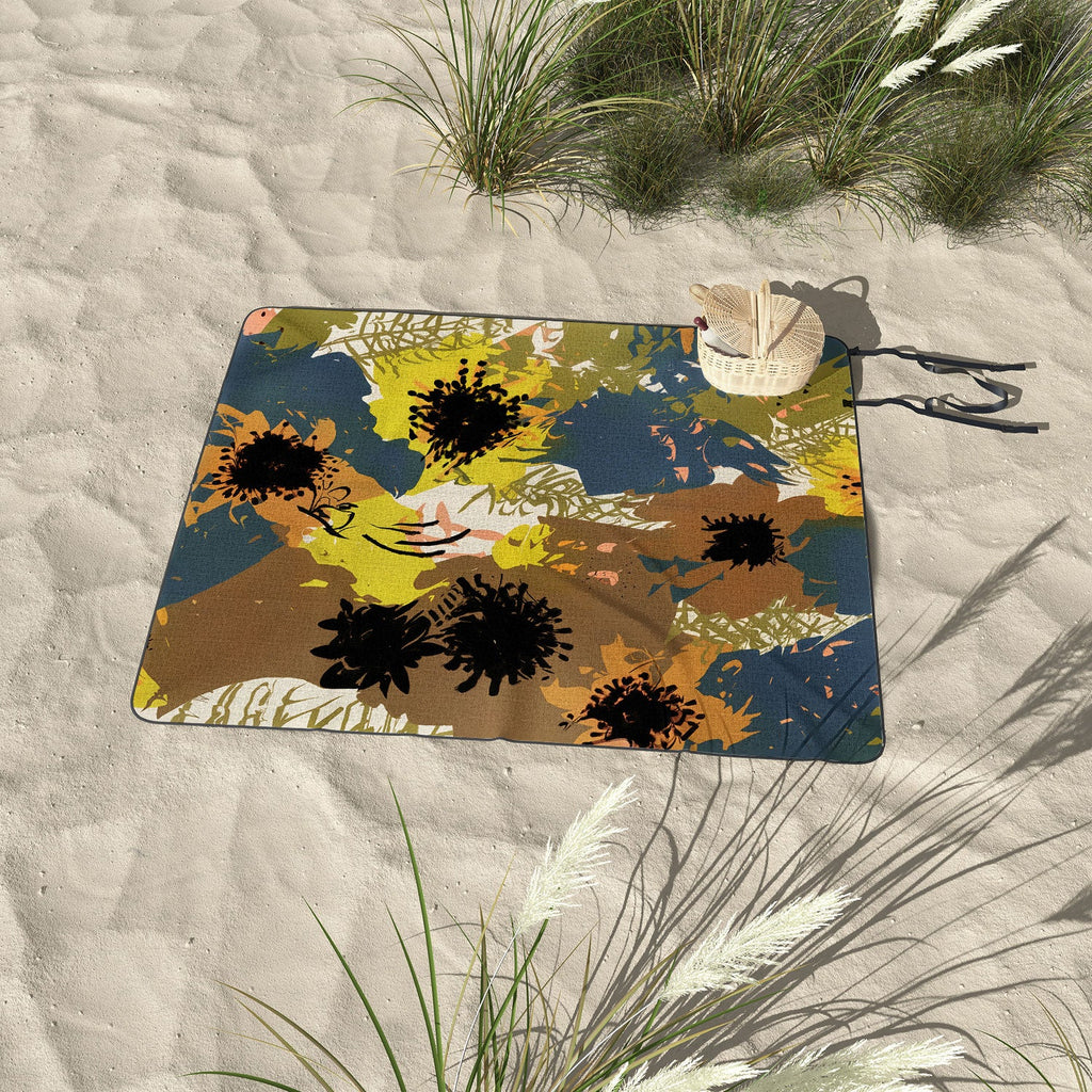 83 Oranges Yellow Ochre Florals Picnic Blanket