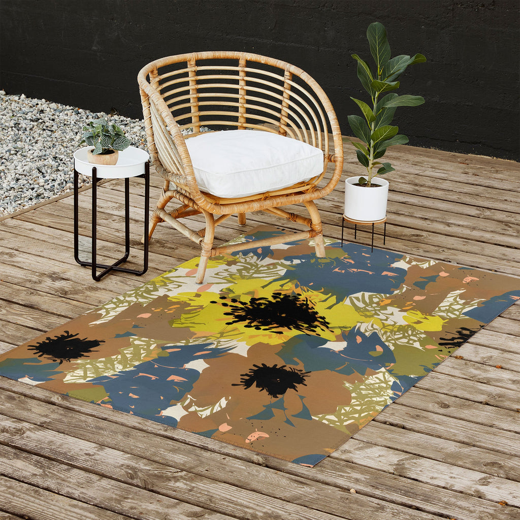 83 Oranges Yellow Ochre Florals Outdoor Rug