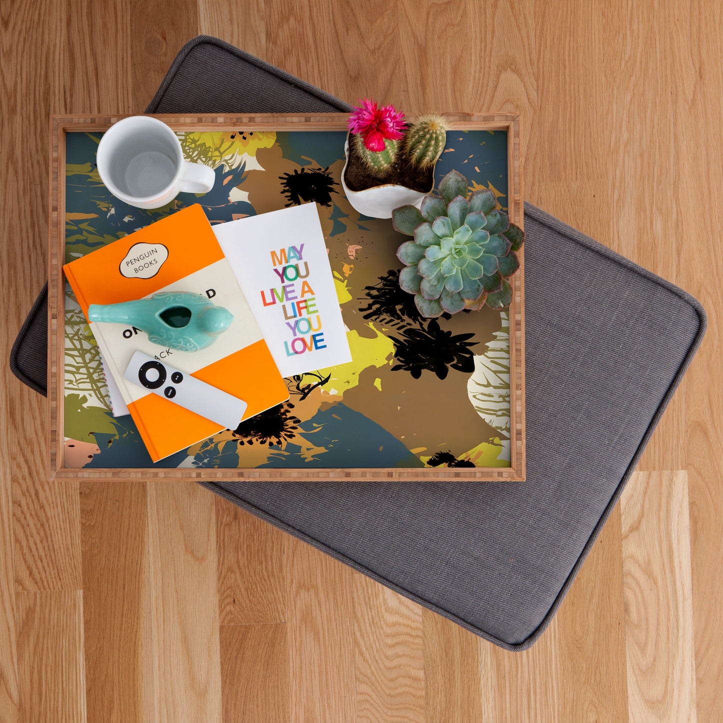 83 Oranges Yellow Ochre Florals Rectangular Tray