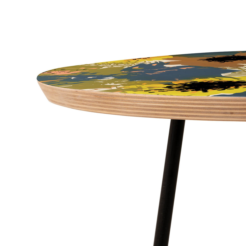 83 Oranges Yellow Ochre Florals Round Side Table