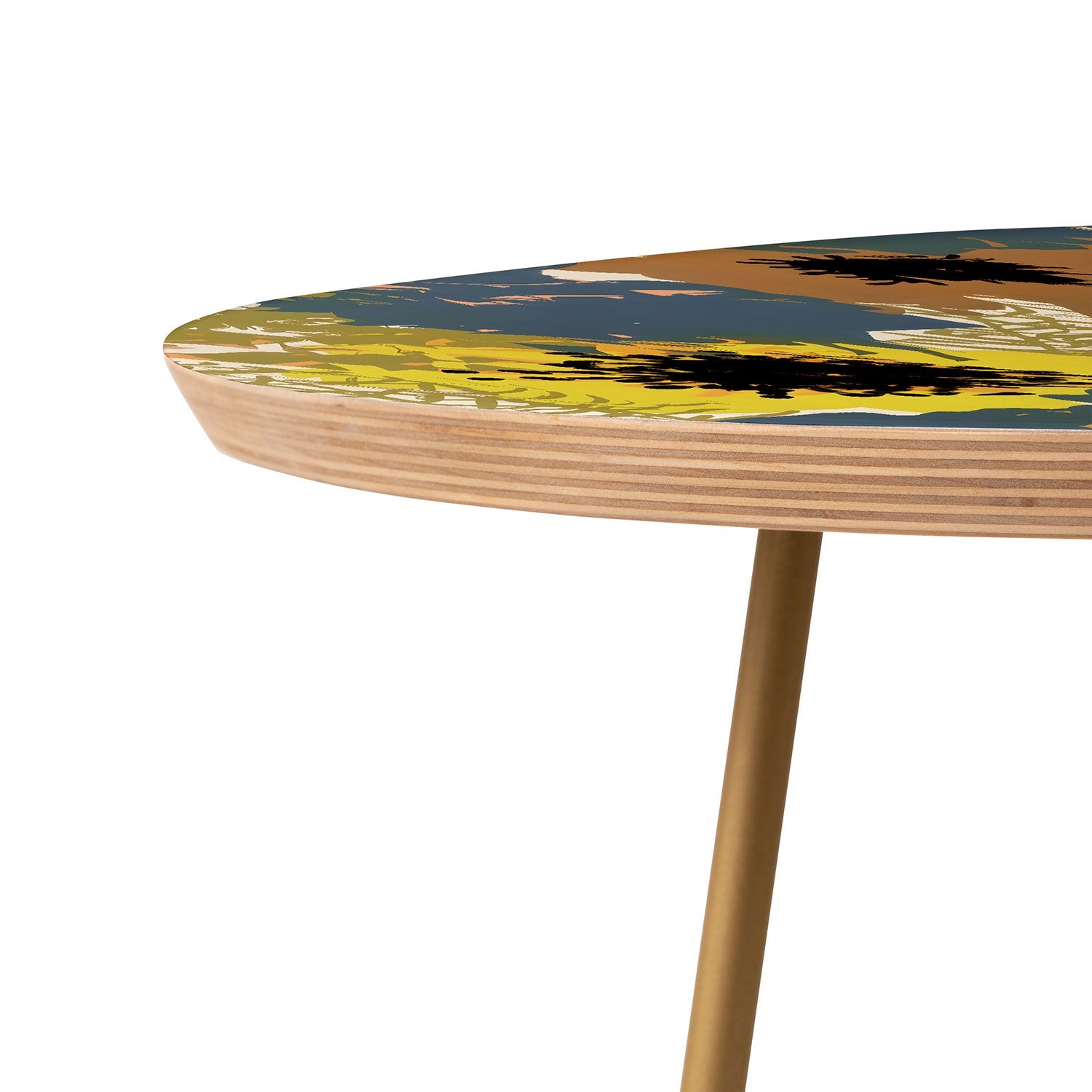 83 Oranges Yellow Ochre Florals Round Side Table
