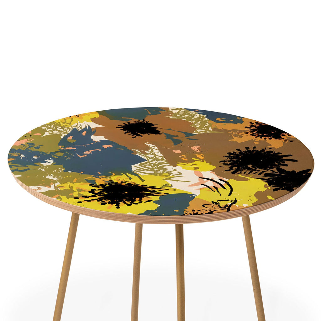83 Oranges Yellow Ochre Florals Round Side Table