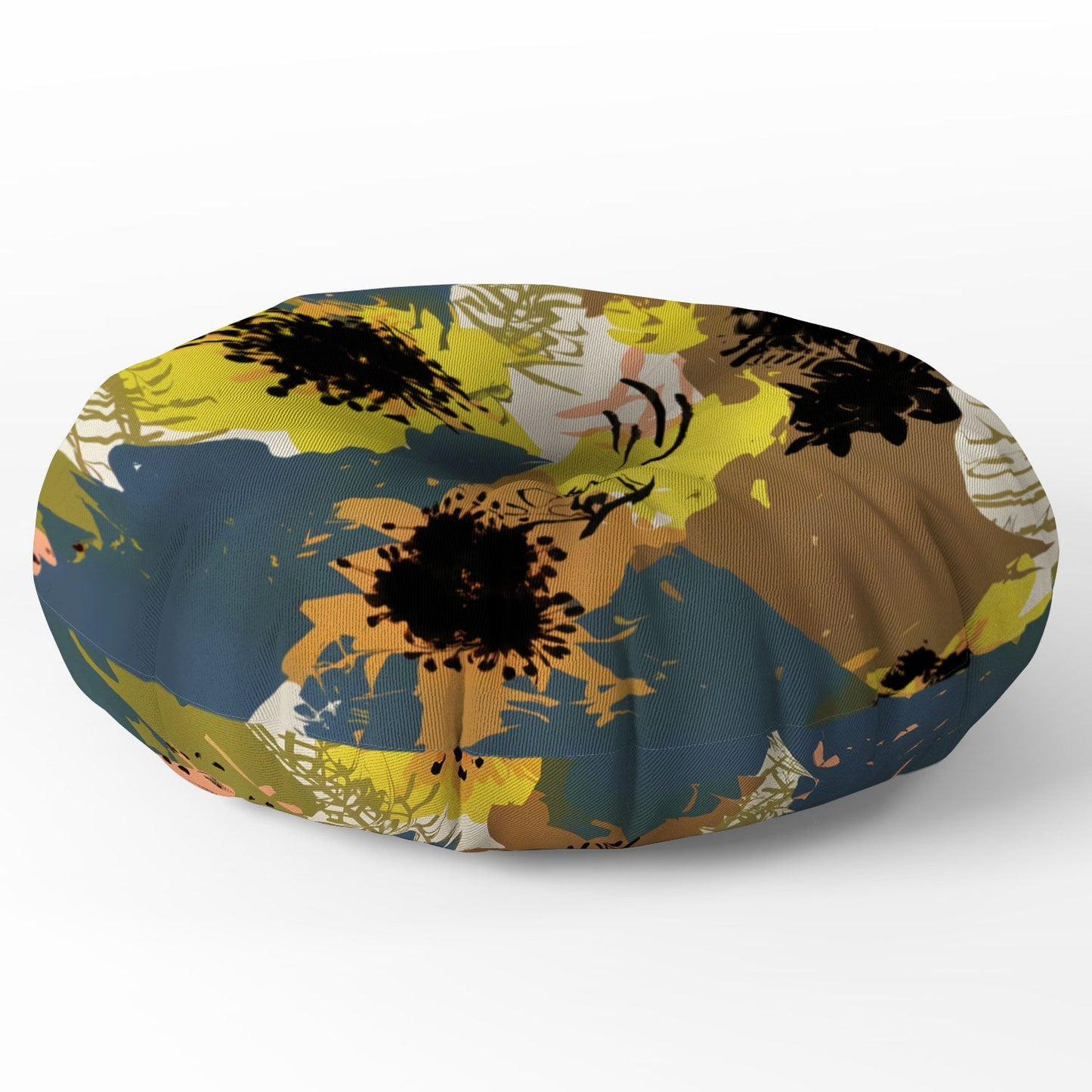 83 Oranges Yellow Ochre Florals Floor Pillow Round
