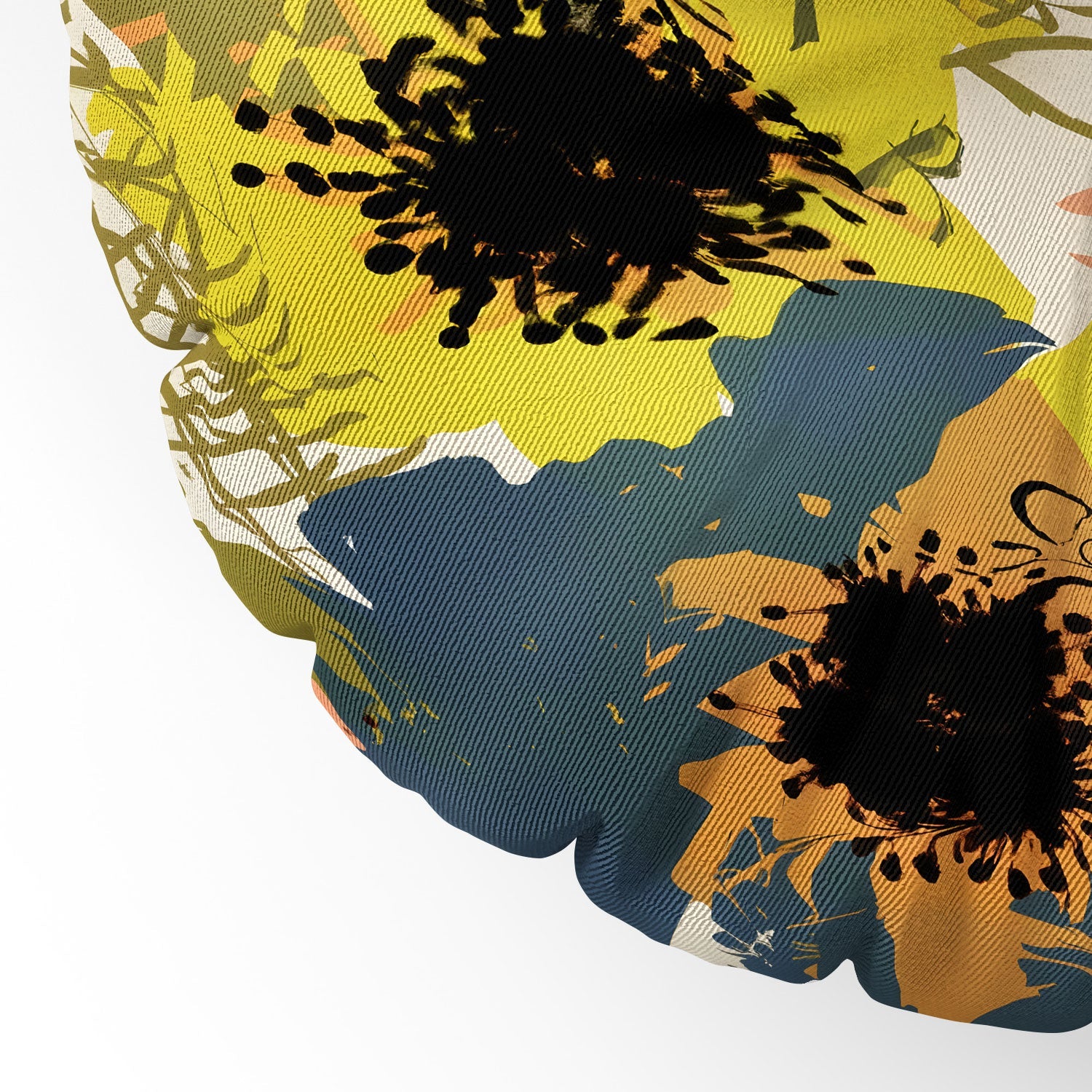 83 Oranges Yellow Ochre Florals Floor Pillow Round