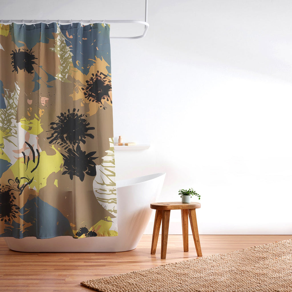 83 Oranges Yellow Ochre Florals Shower Curtain