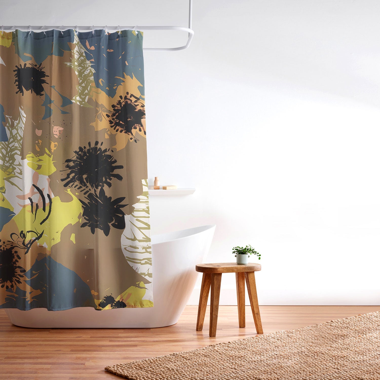 83 Oranges Yellow Ochre Florals Shower Curtain