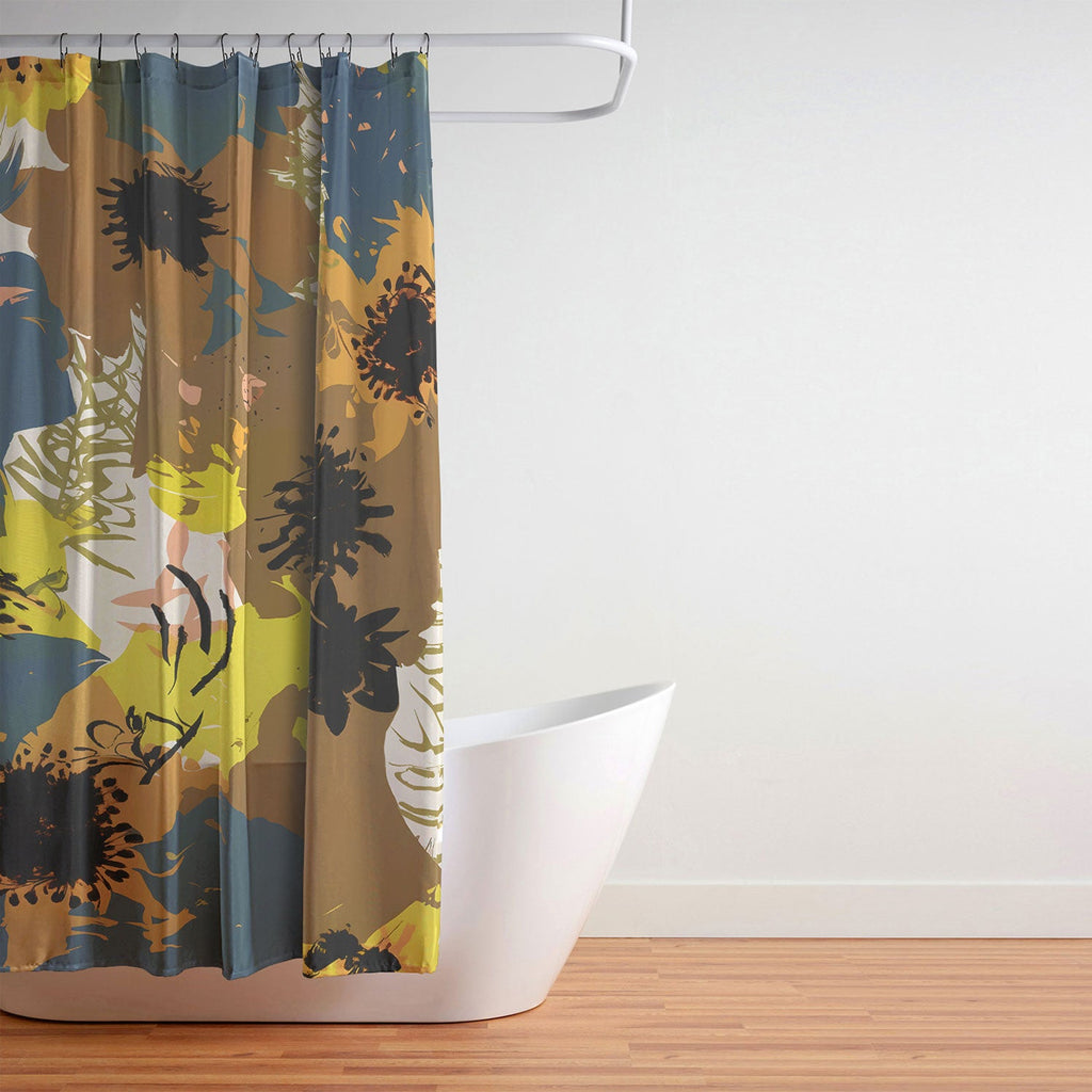 83 Oranges Yellow Ochre Florals Shower Curtain