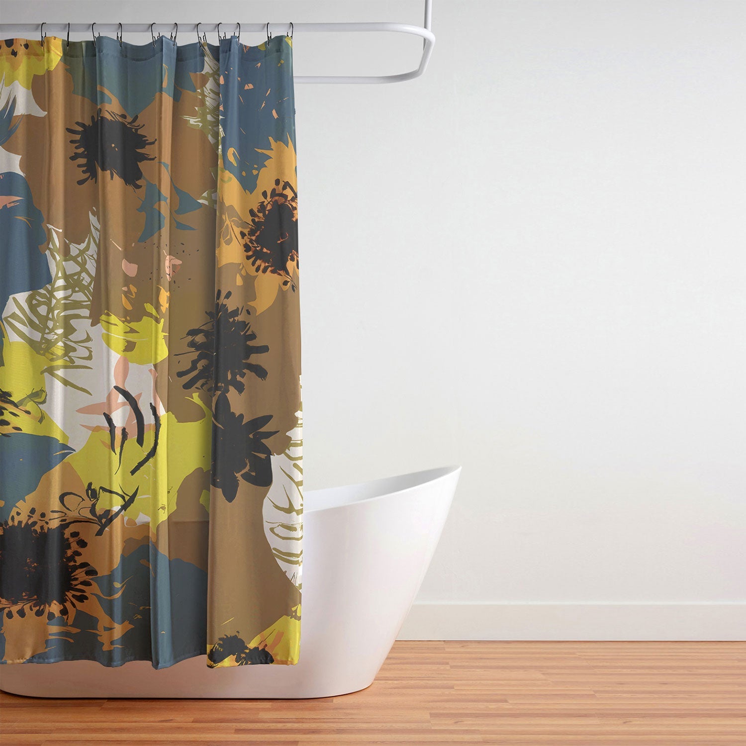 83 Oranges Yellow Ochre Florals Shower Curtain