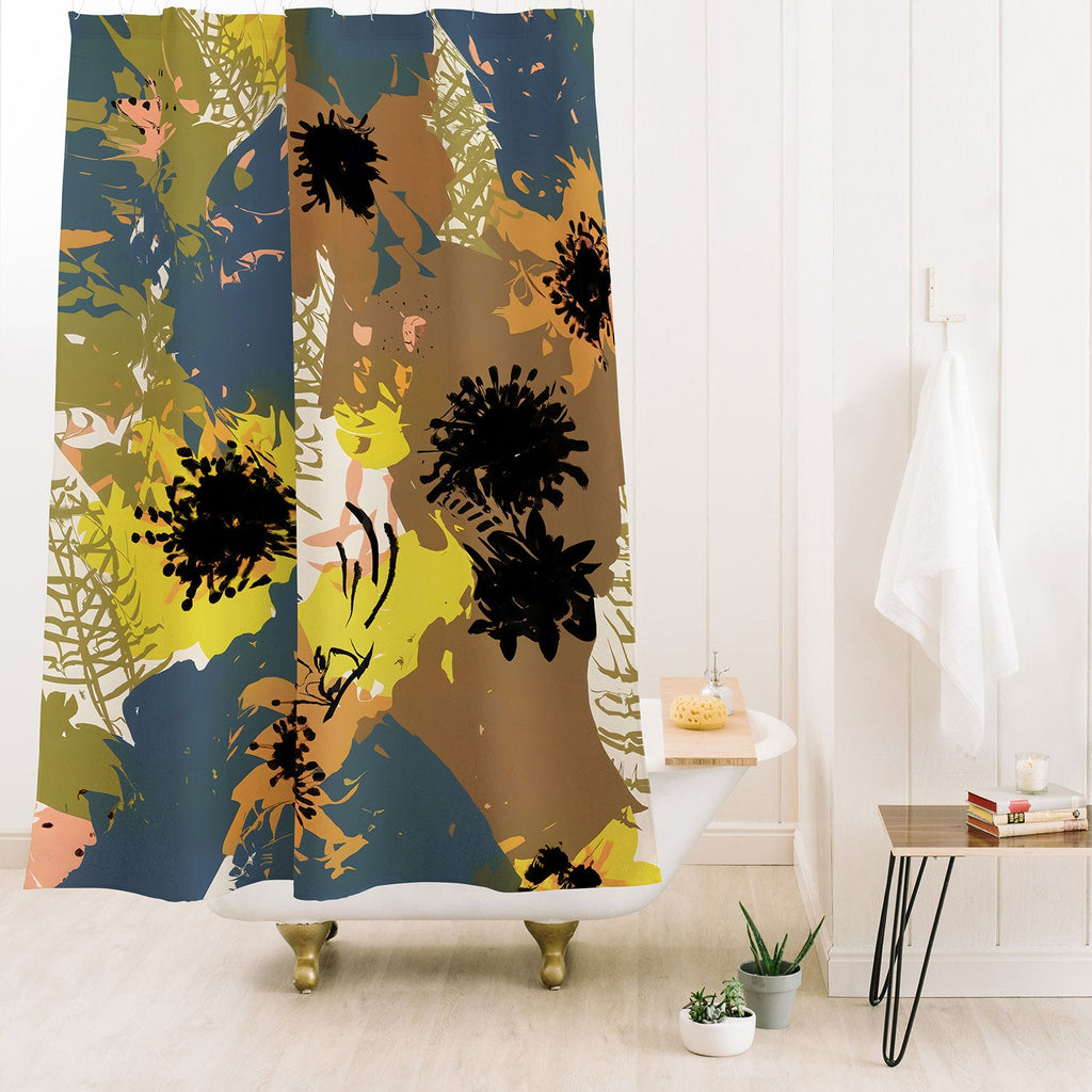 83 Oranges Yellow Ochre Florals Shower Curtain