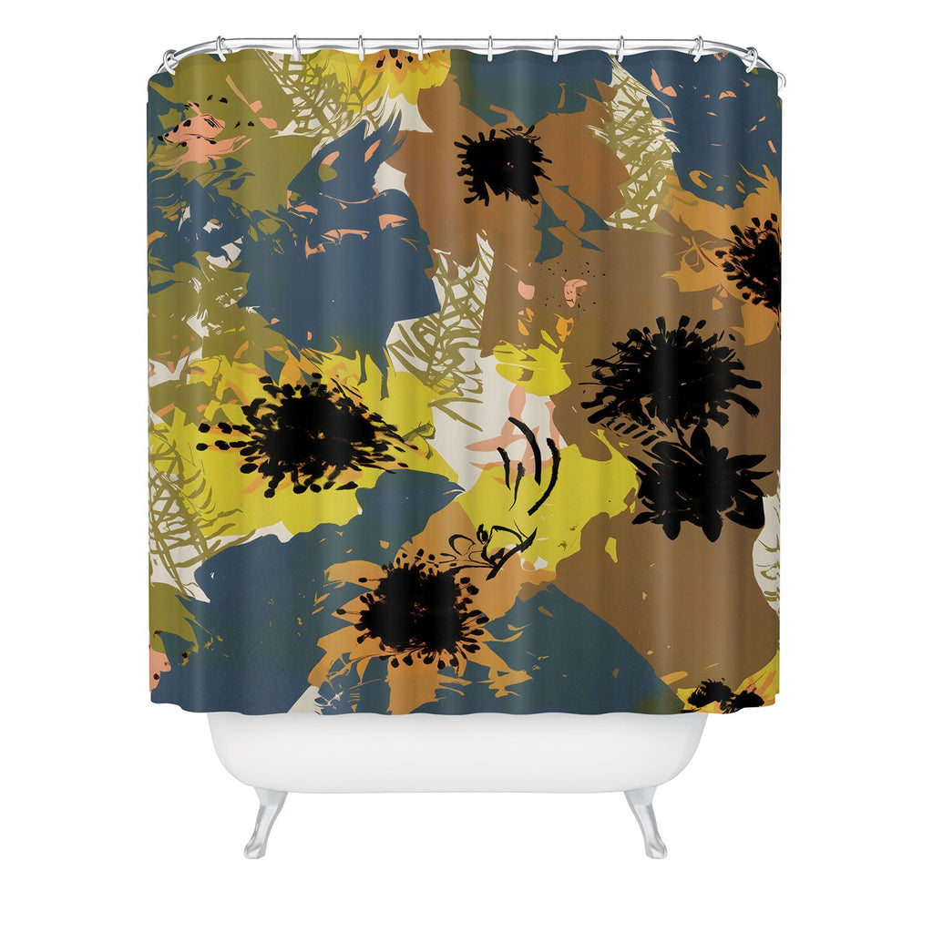 83 Oranges Yellow Ochre Florals Shower Curtain