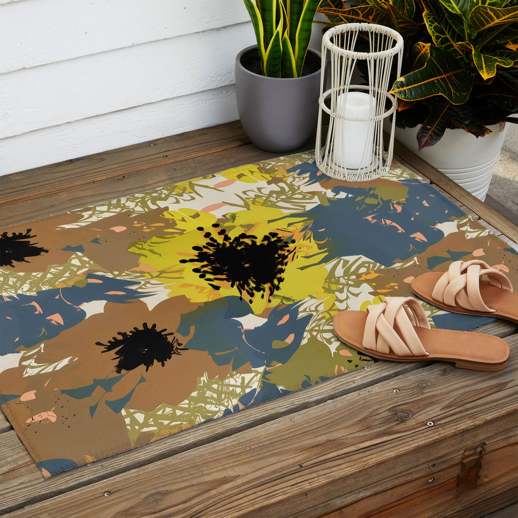 83 Oranges Yellow Ochre Florals Outdoor Rug