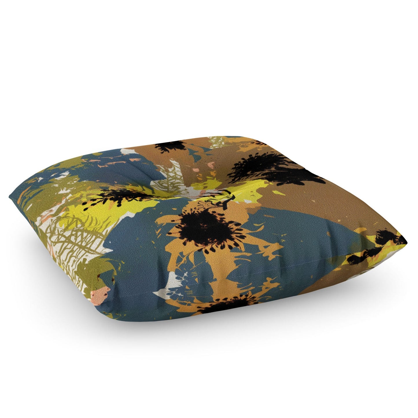 83 Oranges Yellow Ochre Florals Floor Pillow Square