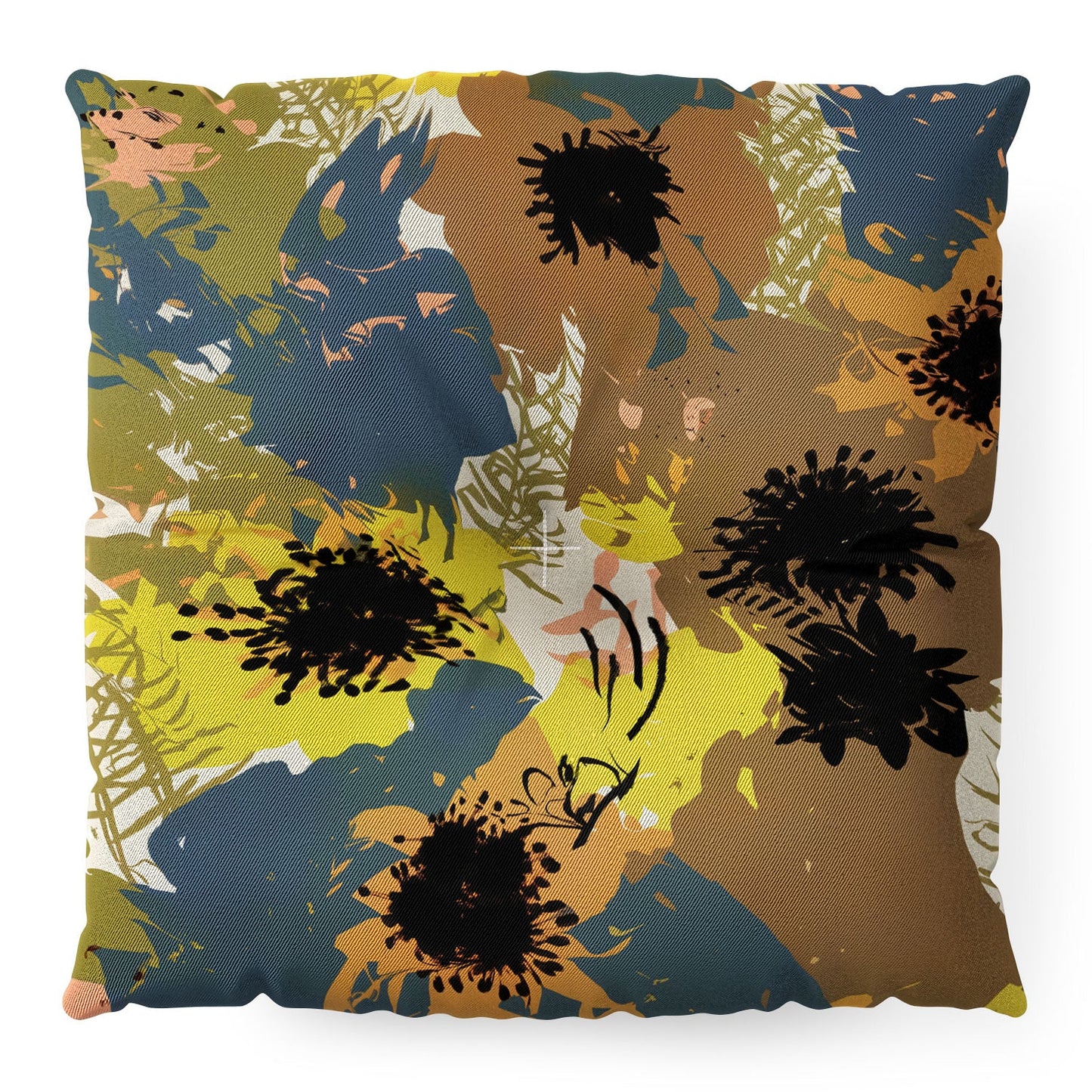 83 Oranges Yellow Ochre Florals Floor Pillow Square