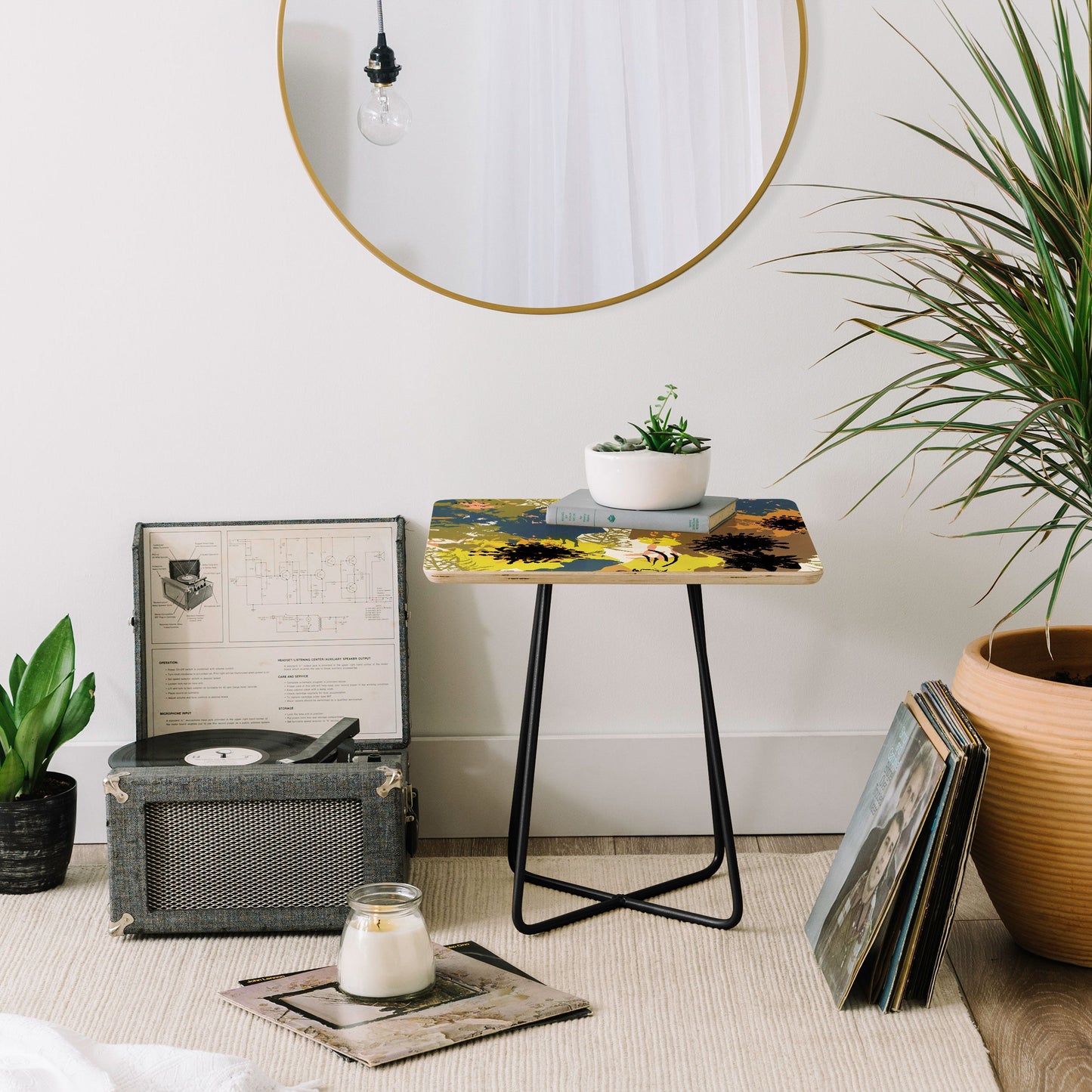 83 Oranges Yellow Ochre Florals Side Table