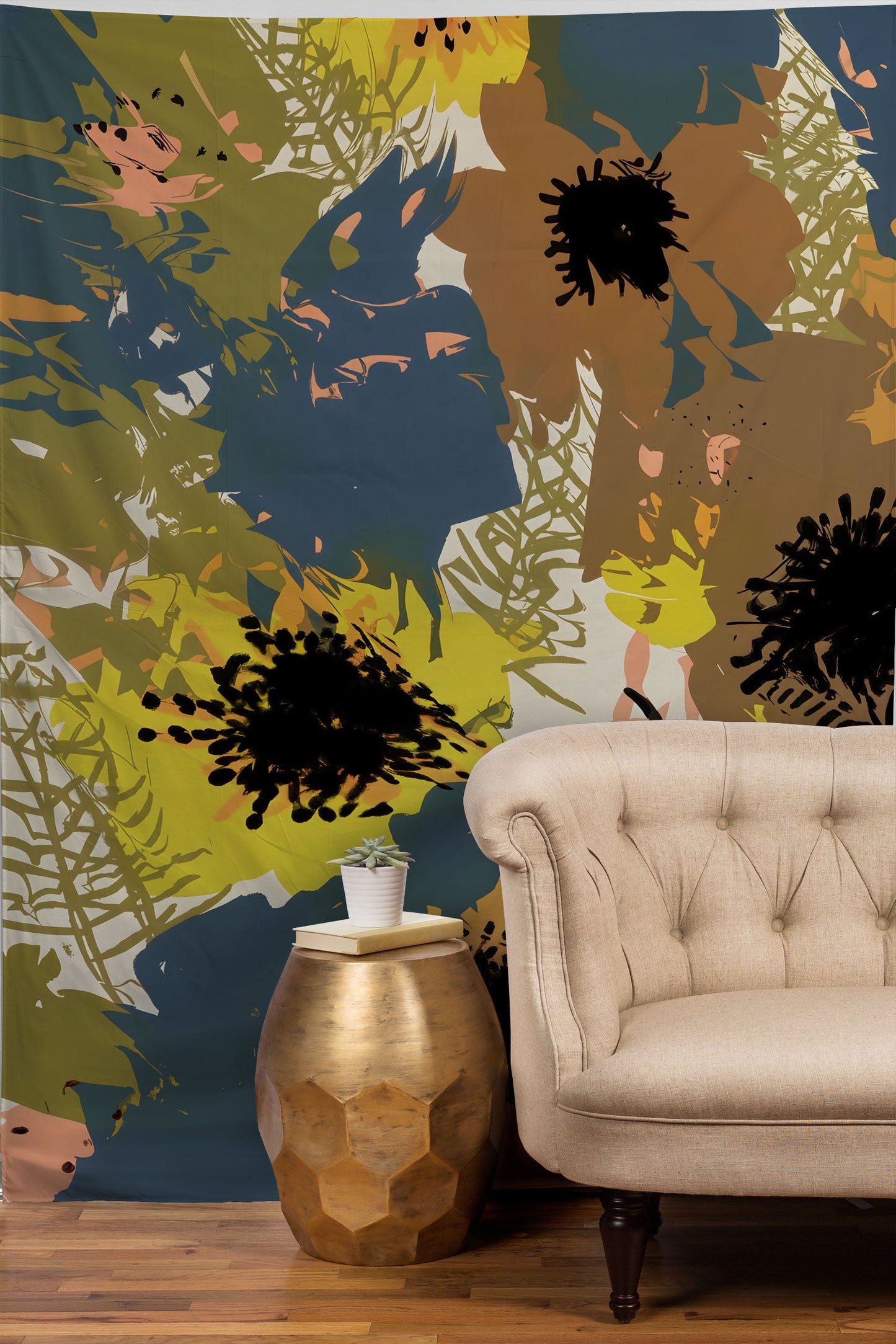 83 Oranges Yellow Ochre Florals Tapestry
