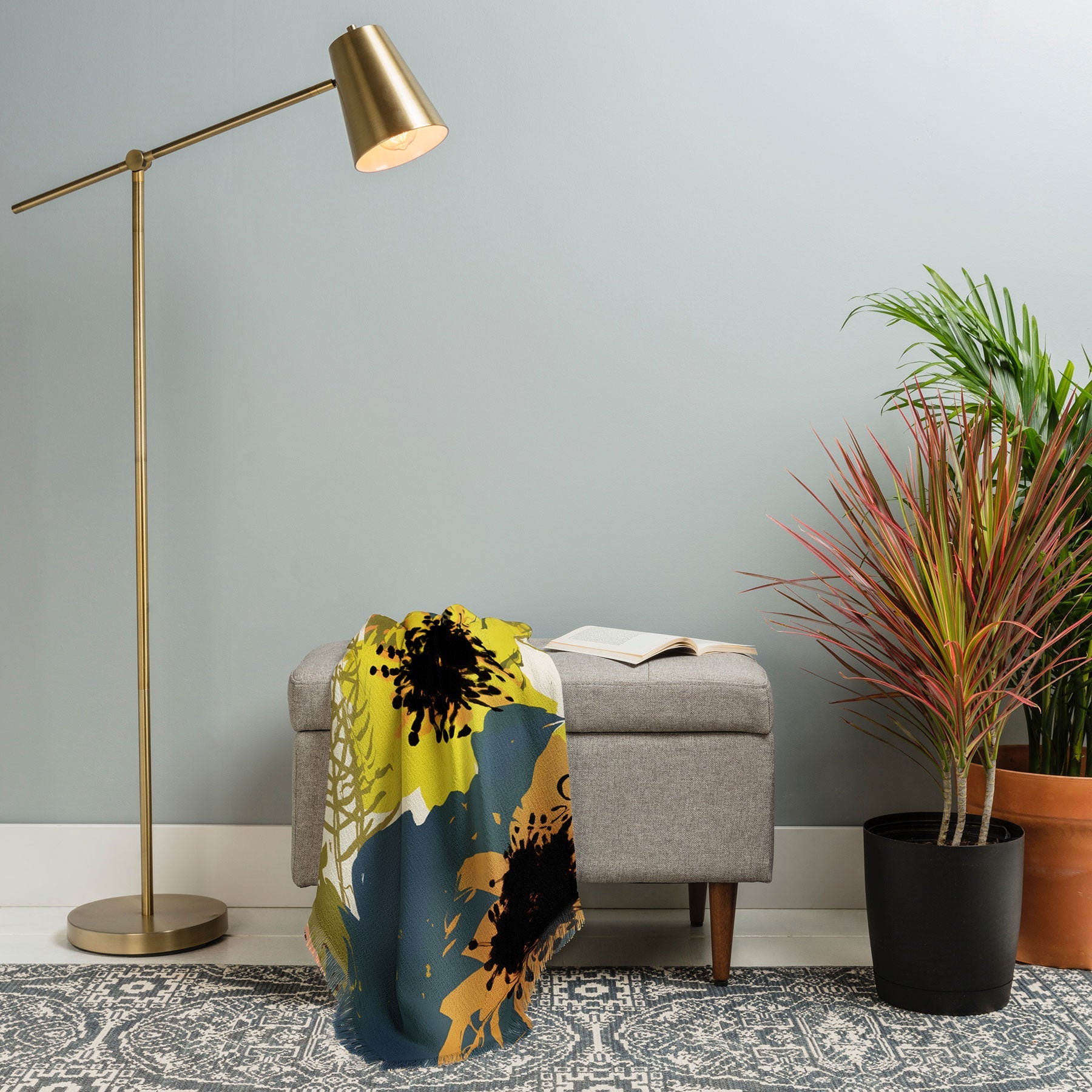 83 Oranges Yellow Ochre Florals Throw Blanket