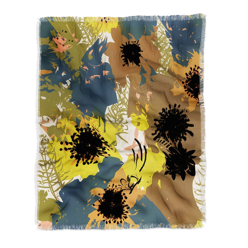 83 Oranges Yellow Ochre Florals Throw Blanket