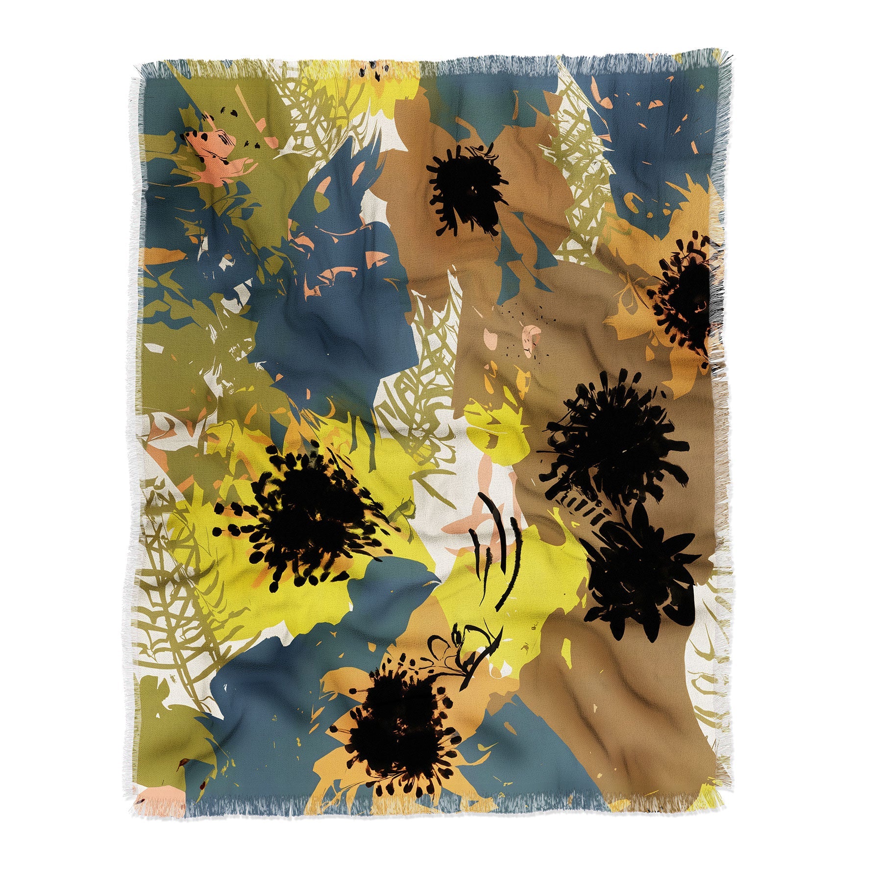 83 Oranges Yellow Ochre Florals Throw Blanket