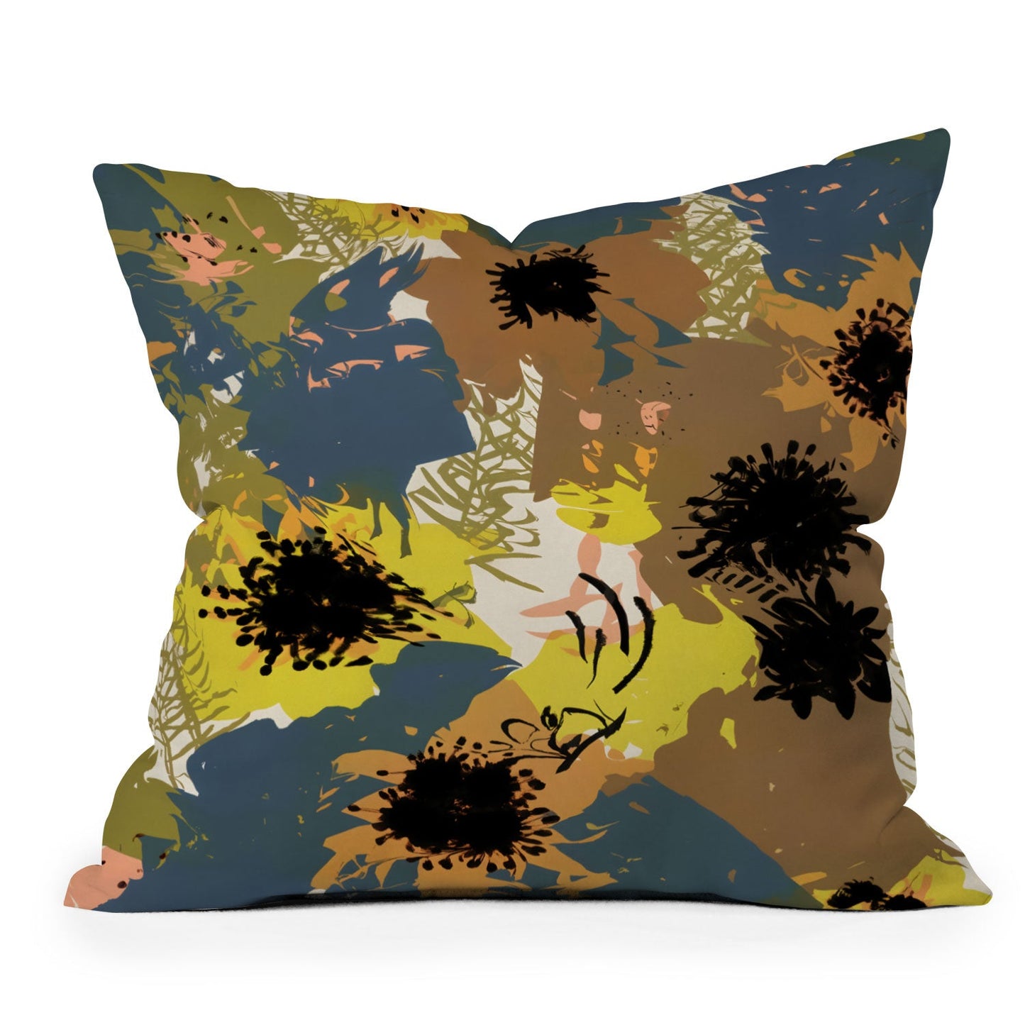 83 Oranges Yellow Ochre Florals Outdoor Throw Pillow