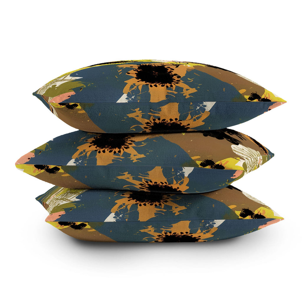 83 Oranges Yellow Ochre Florals Throw Pillow