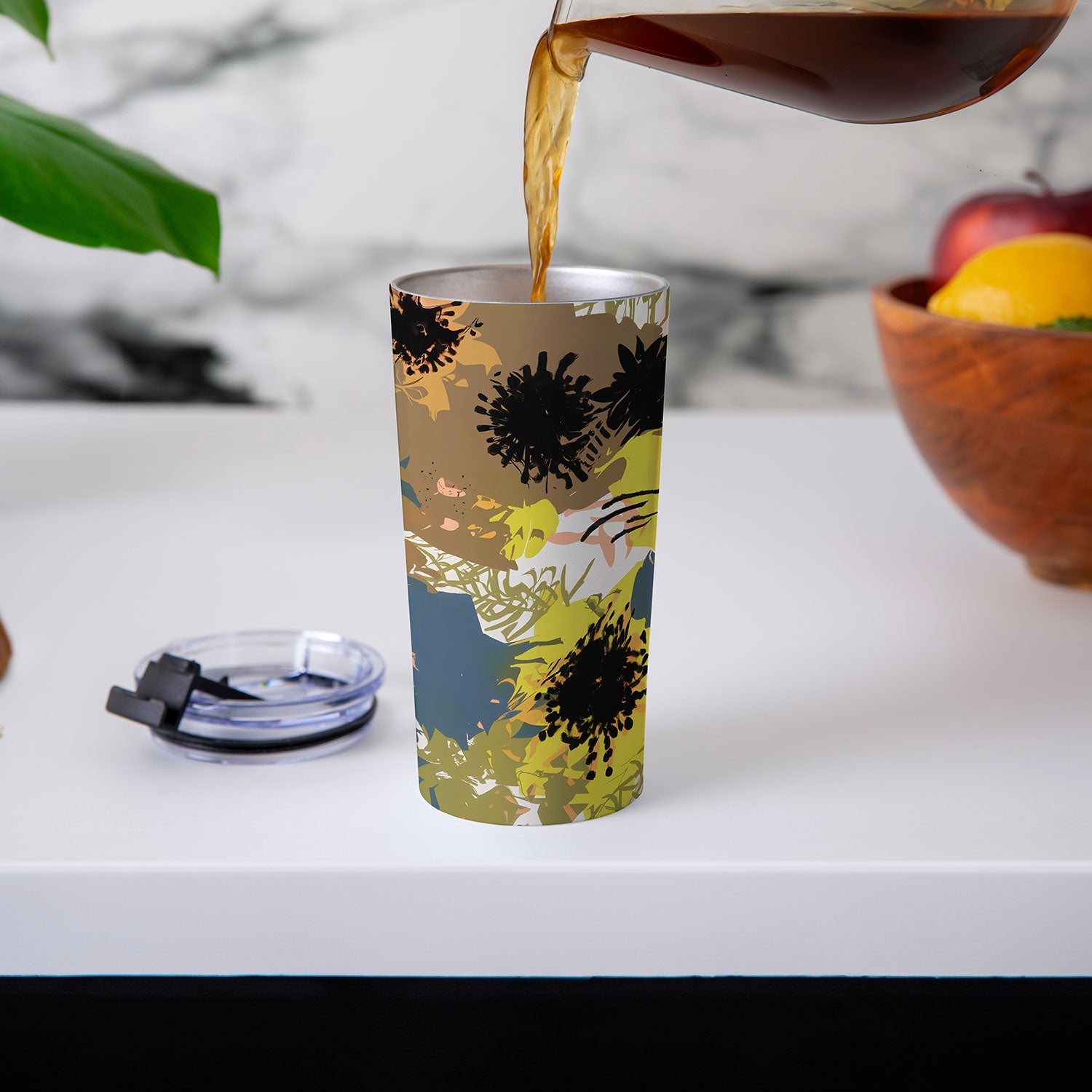 83 Oranges Yellow Ochre Florals Travel Mug