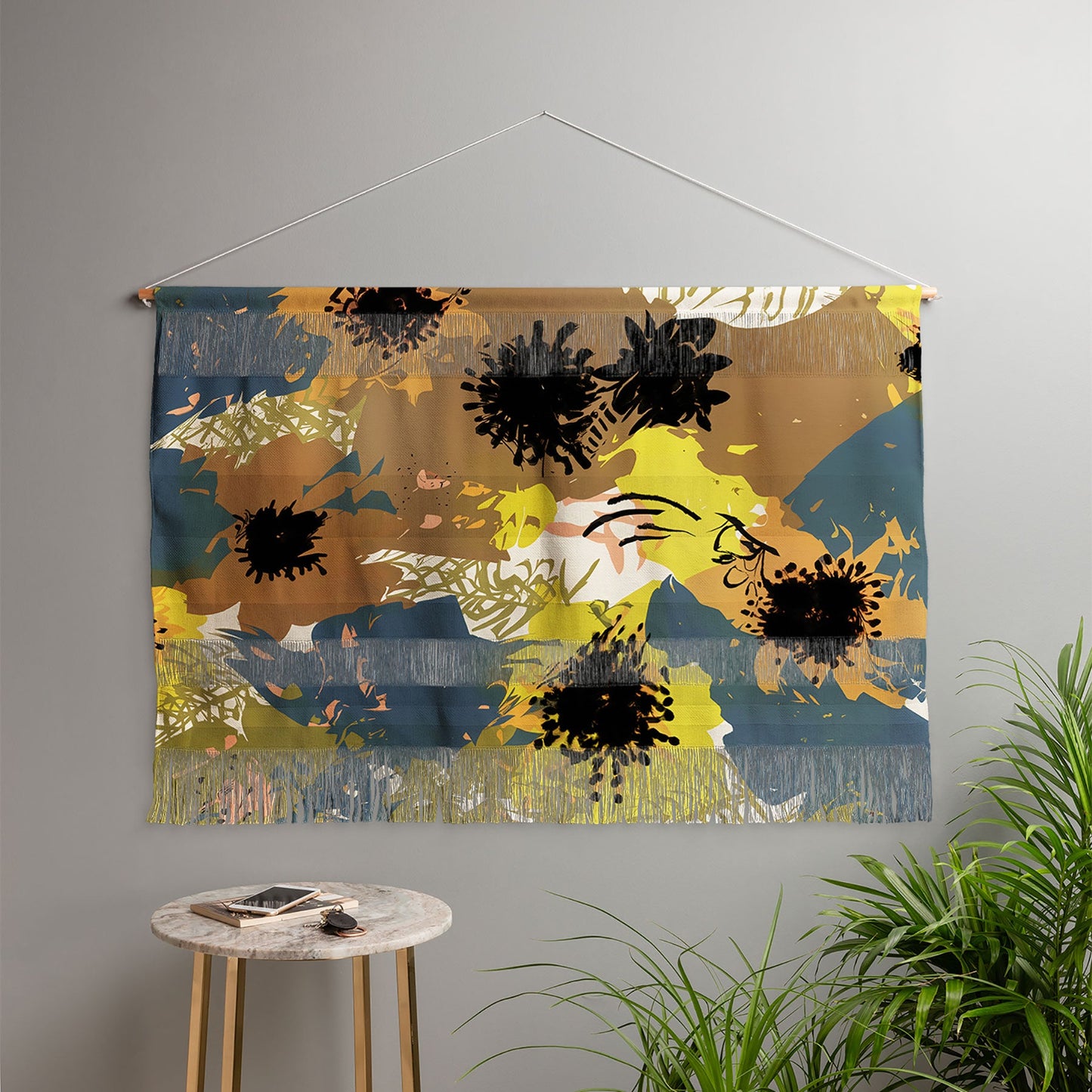 83 Oranges Yellow Ochre Florals Wall Hanging Landscape