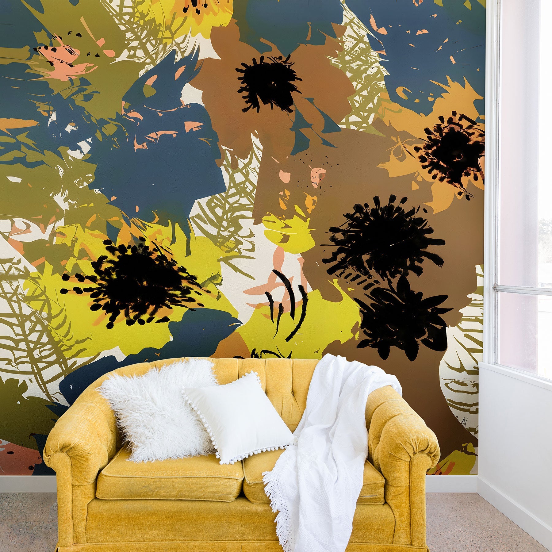 83 Oranges Yellow Ochre Florals Wall Mural